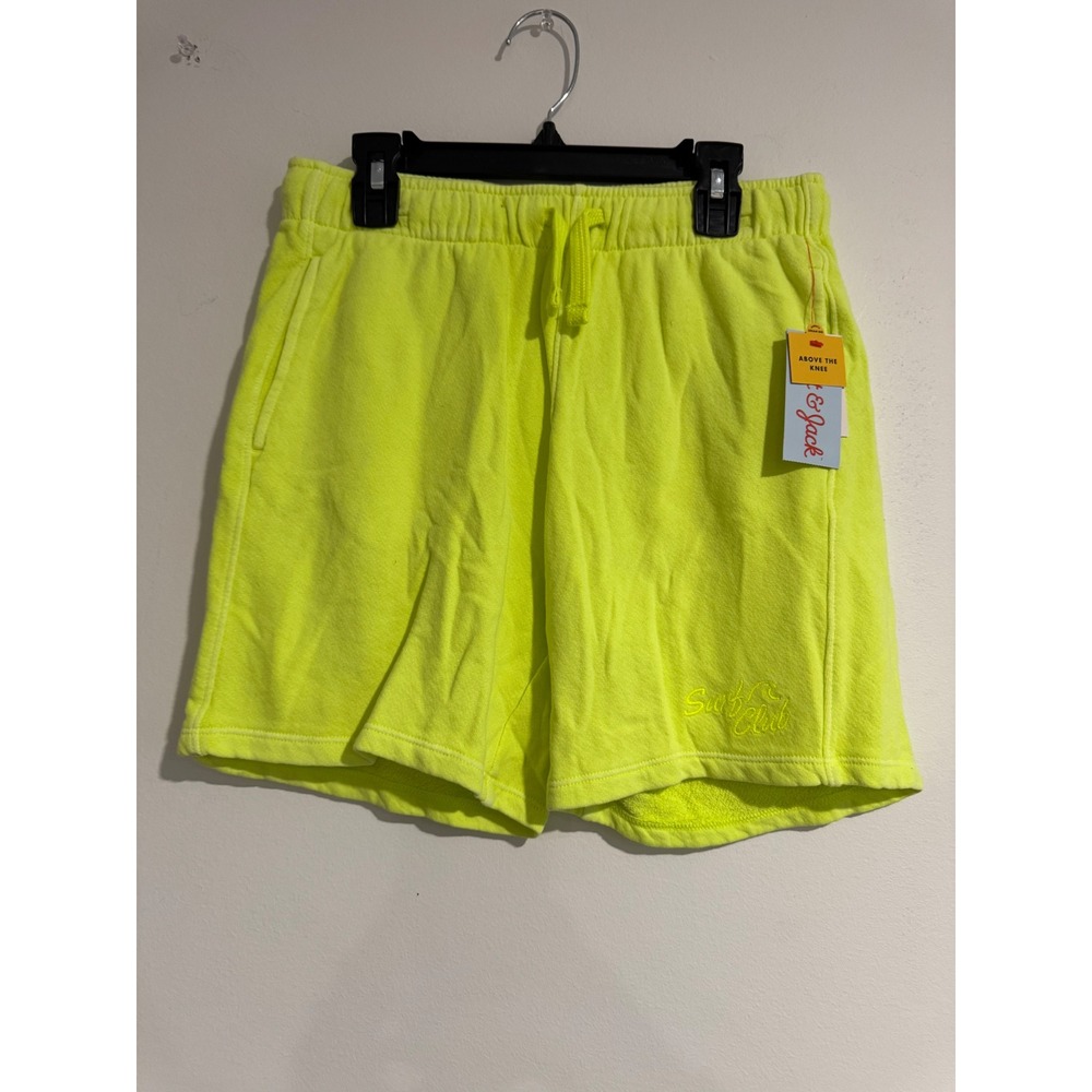 Cat & Jack Knit Shorts boys Size L 10/12 Neon Yellow Green Drawstring Pockets